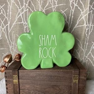 RAE DUNN FARMHOUSE HOME DECOR CERAMIC TABLE TOP LUCKY ST PATRICK IRISH SHAMROCK